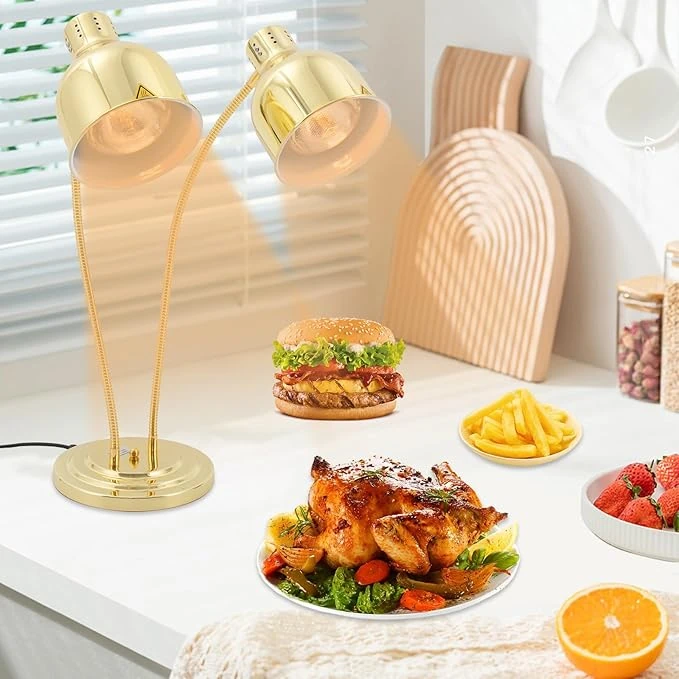 Electric Tiltable Double Head U-Shaped Food Lamp Warmer with Two Bulbs of 275W Each Standing Model — view 3
