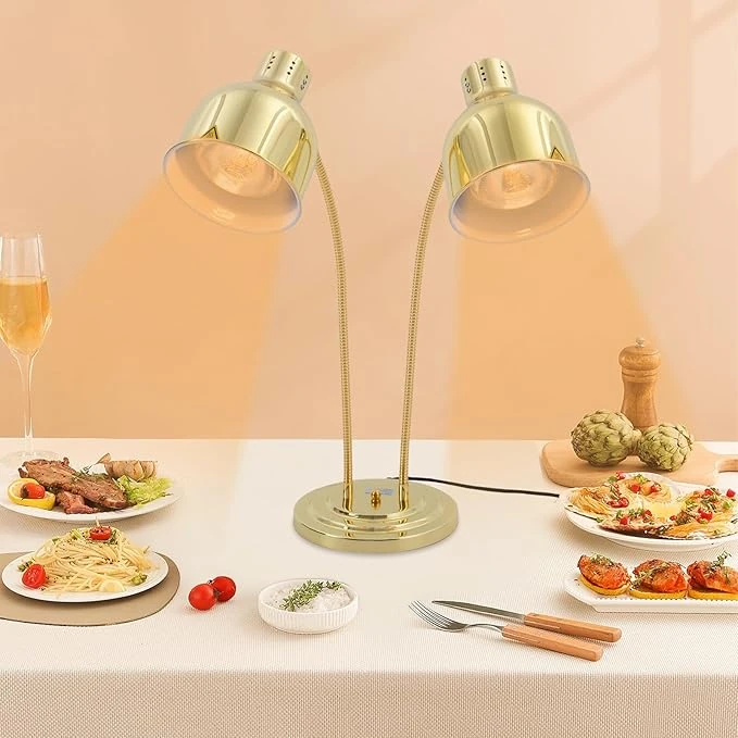 Electric Tiltable Double Head U-Shaped Food Lamp Warmer with Two Bulbs of 275W Each Standing Model — view 4