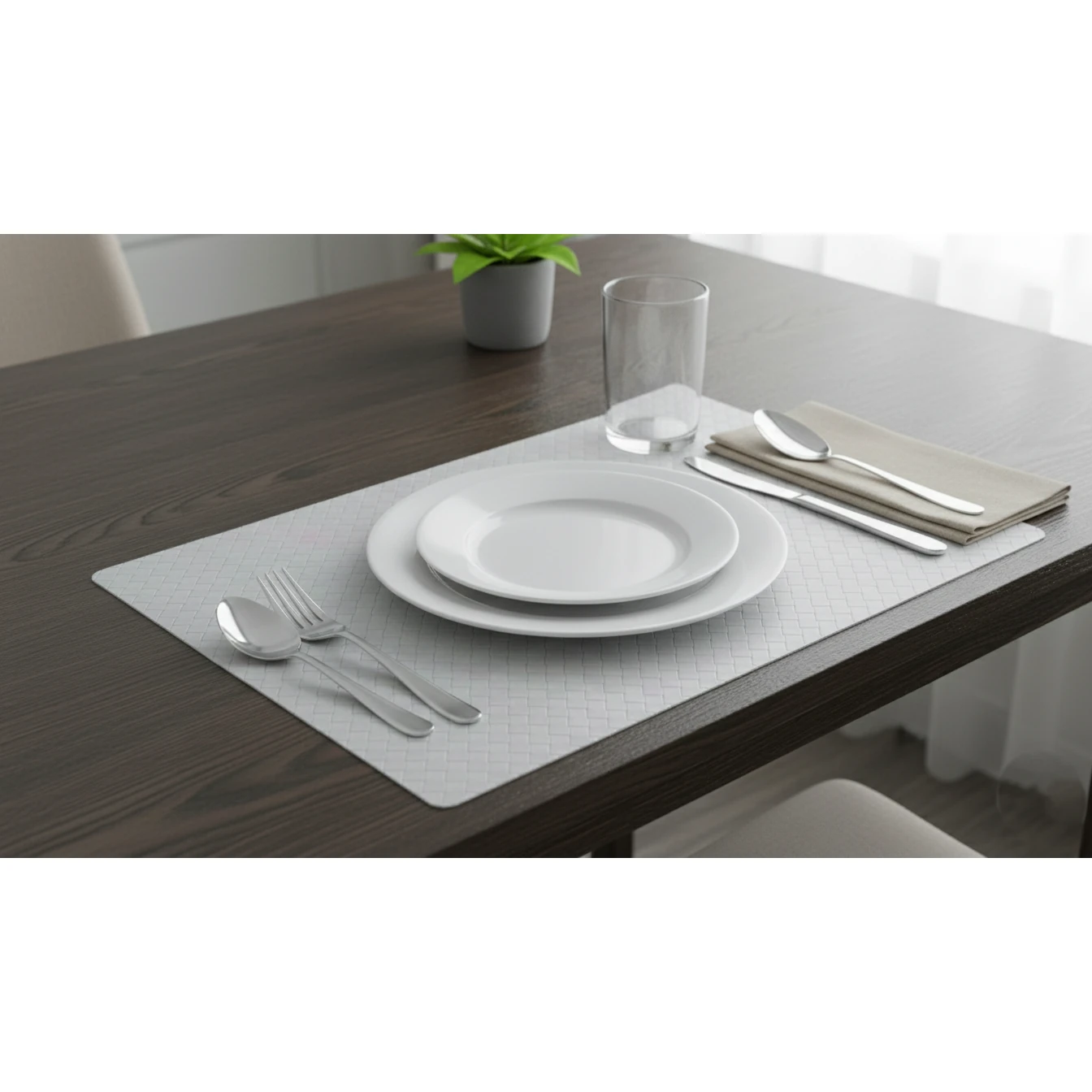 Premium Leather Type Table Mats with Grid Design — view 3
