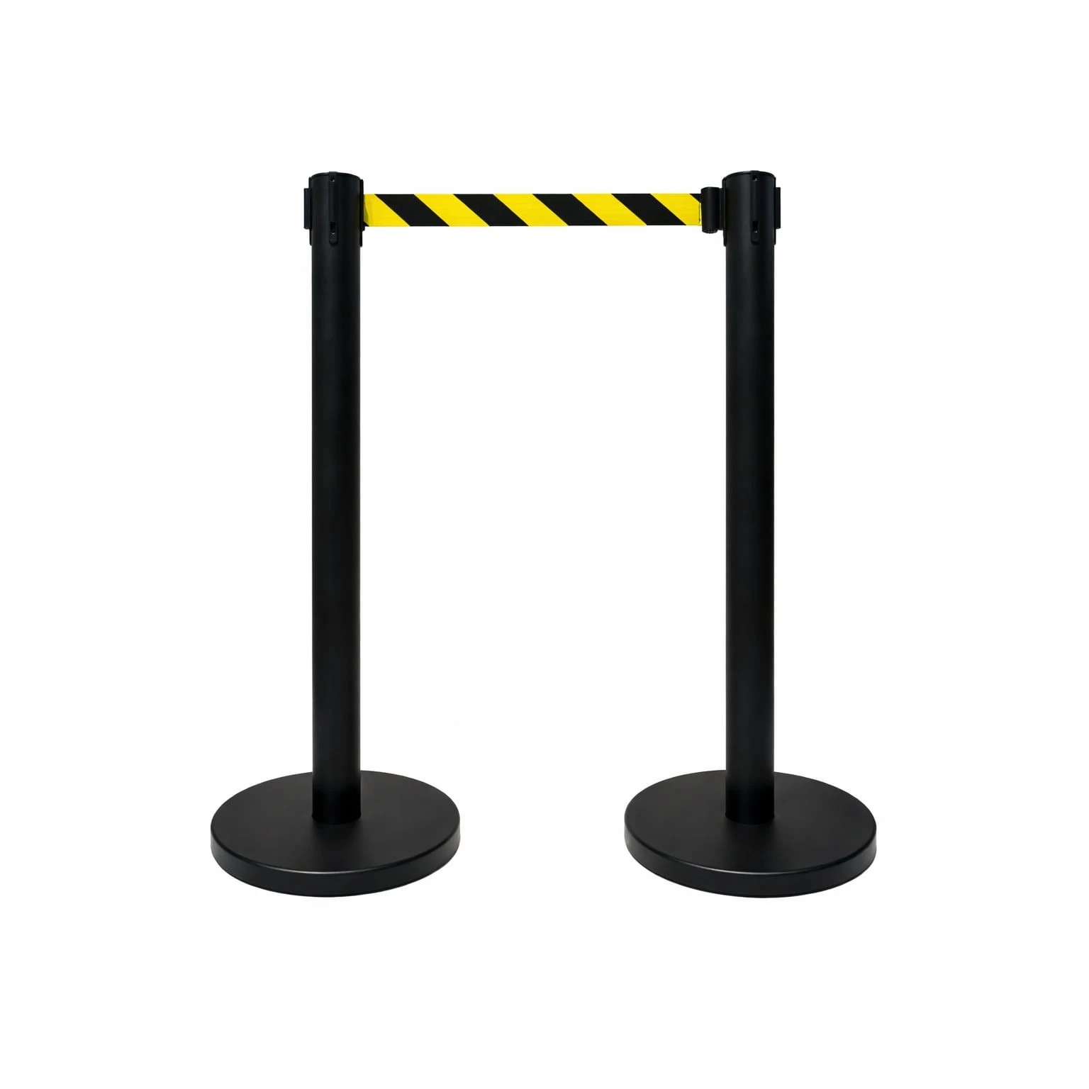 Black Queue Manager with Yellow Black Caution Tape - (Loose: 2 Poles; 1 Carton: 20 Poles) | Single pc Box Packing for Poles — view 4