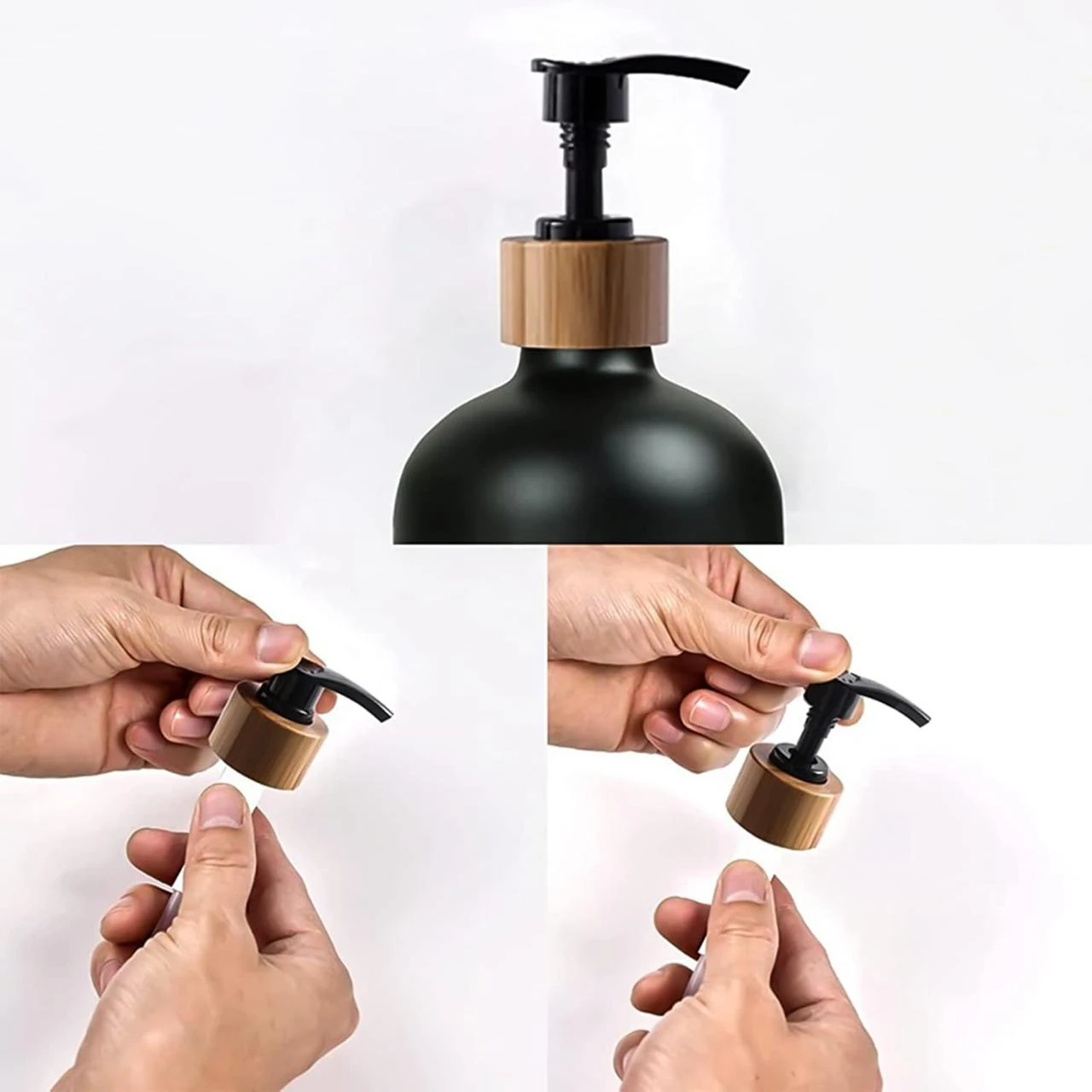VAMA 2 in 1 Glass Soap & Lotion Dispenser with Bamboo Stand - 500ml/pc — view 7