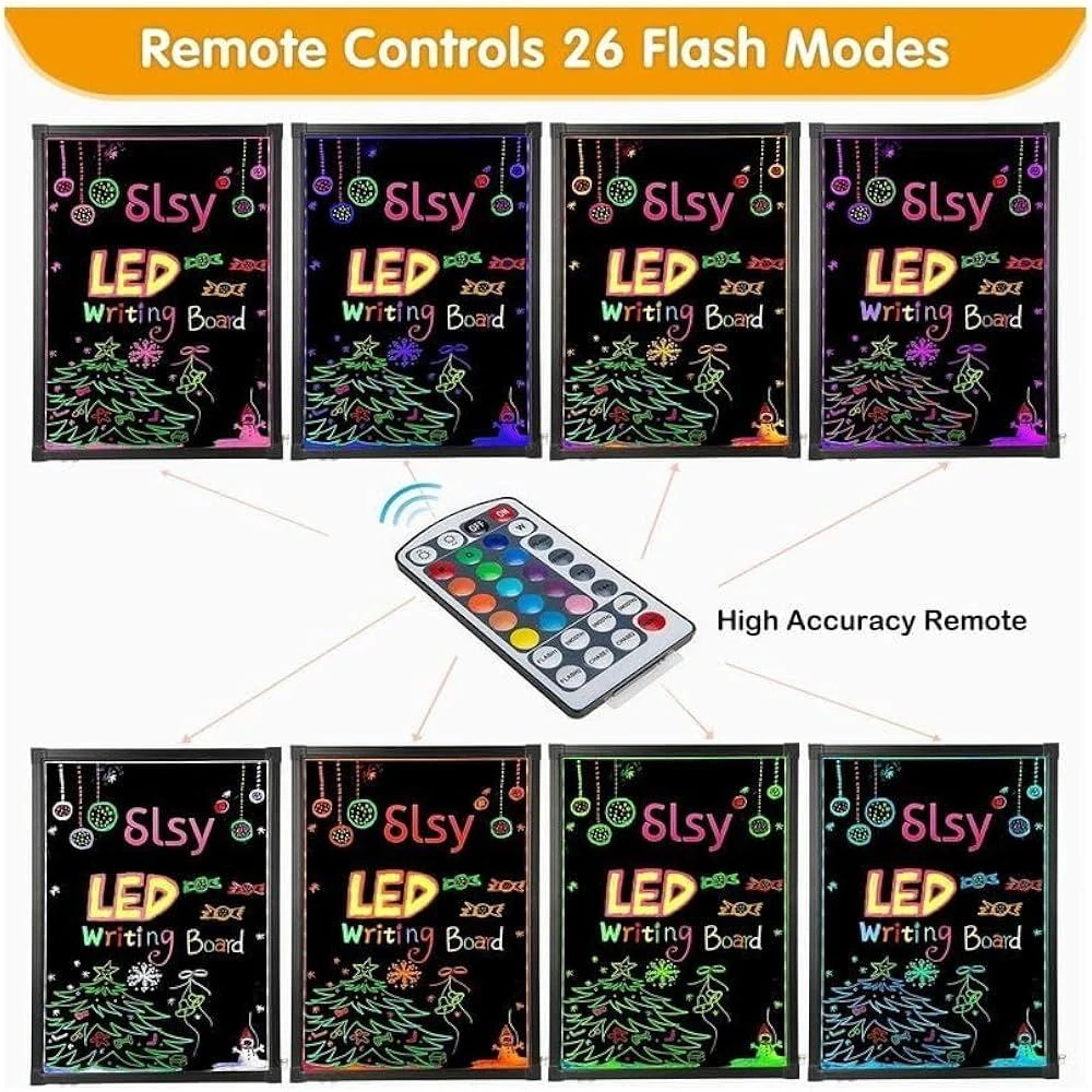LED Writing Board - MS Black Frame | Hanging + Wall Mountable Model | Marker Set | Cleaning Cloth | Display Area: 50x70cm — view 4