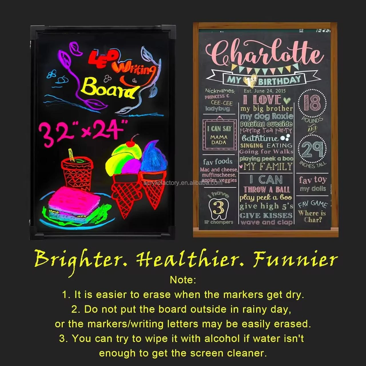 LED Writing Board - MS Black Frame | Hanging + Wall Mountable Model | Marker Set | Cleaning Cloth | Display Area: 50x70cm — view 7
