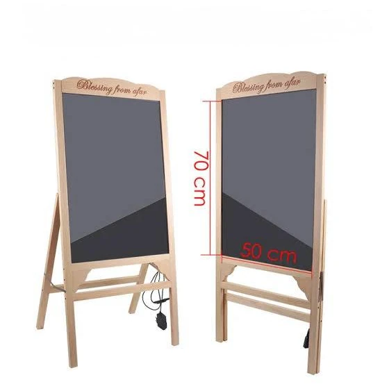 LED Writing Display Board - Wooden Lite Brown New Standing Model | Marker Set | Cleaning Cloth | Button Controller | Display Area: 50x70cm — view 7