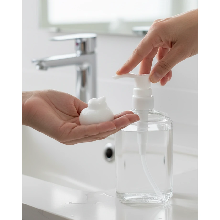 PC Crystal Soap Dispenser - 250ml | Flat Round Design — view 2