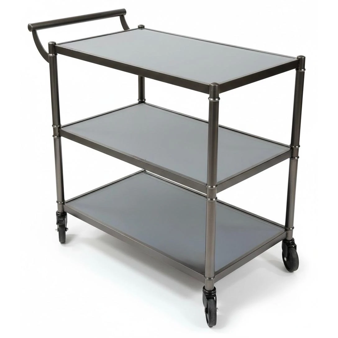 Ultra Heavy 3 Layers Rectangle Service Trolley with MS Handle - Black + Grey — view 5