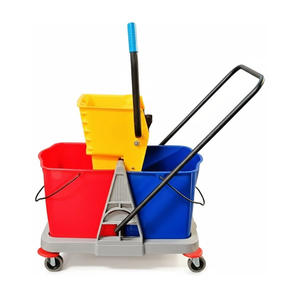 MS Handle Double Bucket Mop Wringer Trolley - 30L + 30L | Virgin Plastic Body — view 5