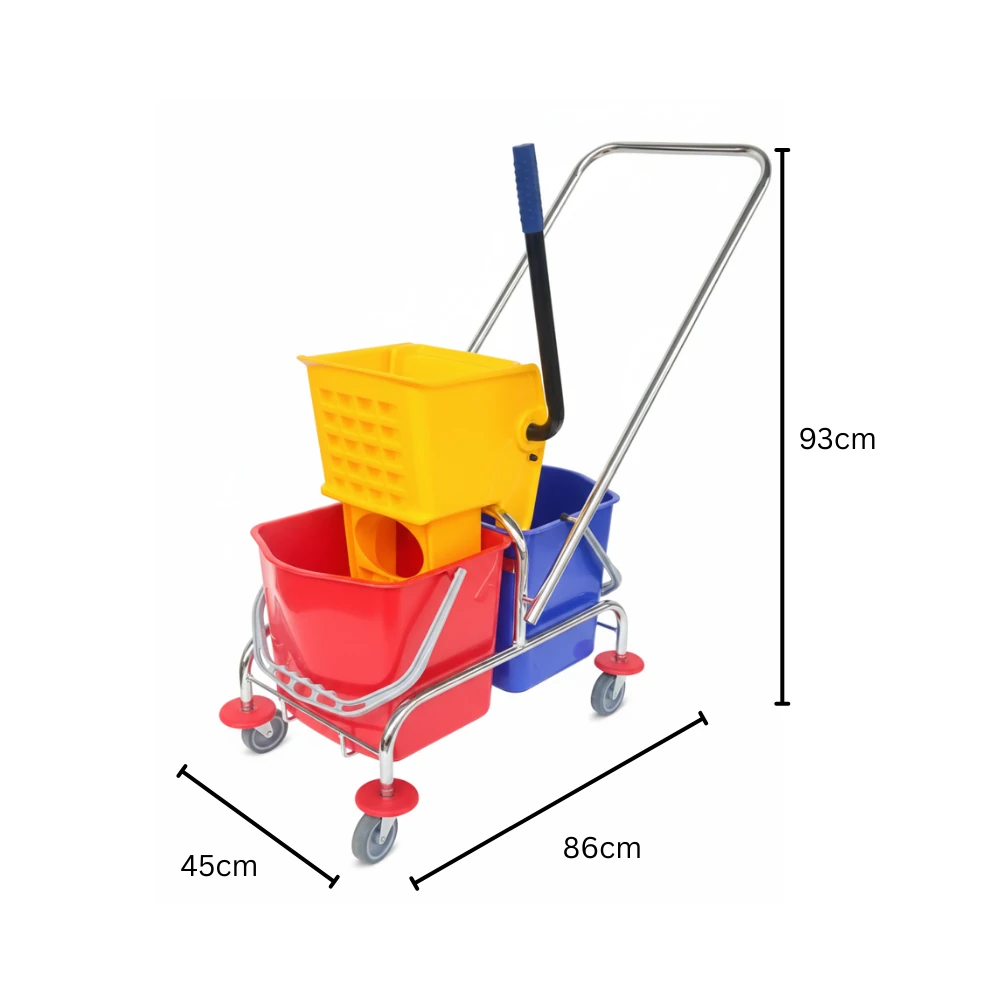 SS Handle Double Bucket Mop Wringer Trolley - 17L + 17L | Virgin Plastic Body — view 2