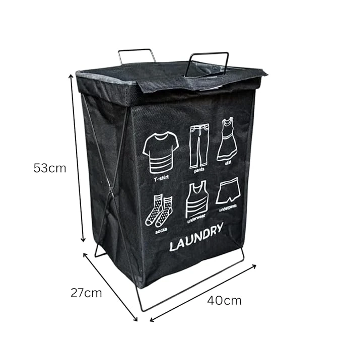 Foldable Laundry Basket with Top Cover — view 2