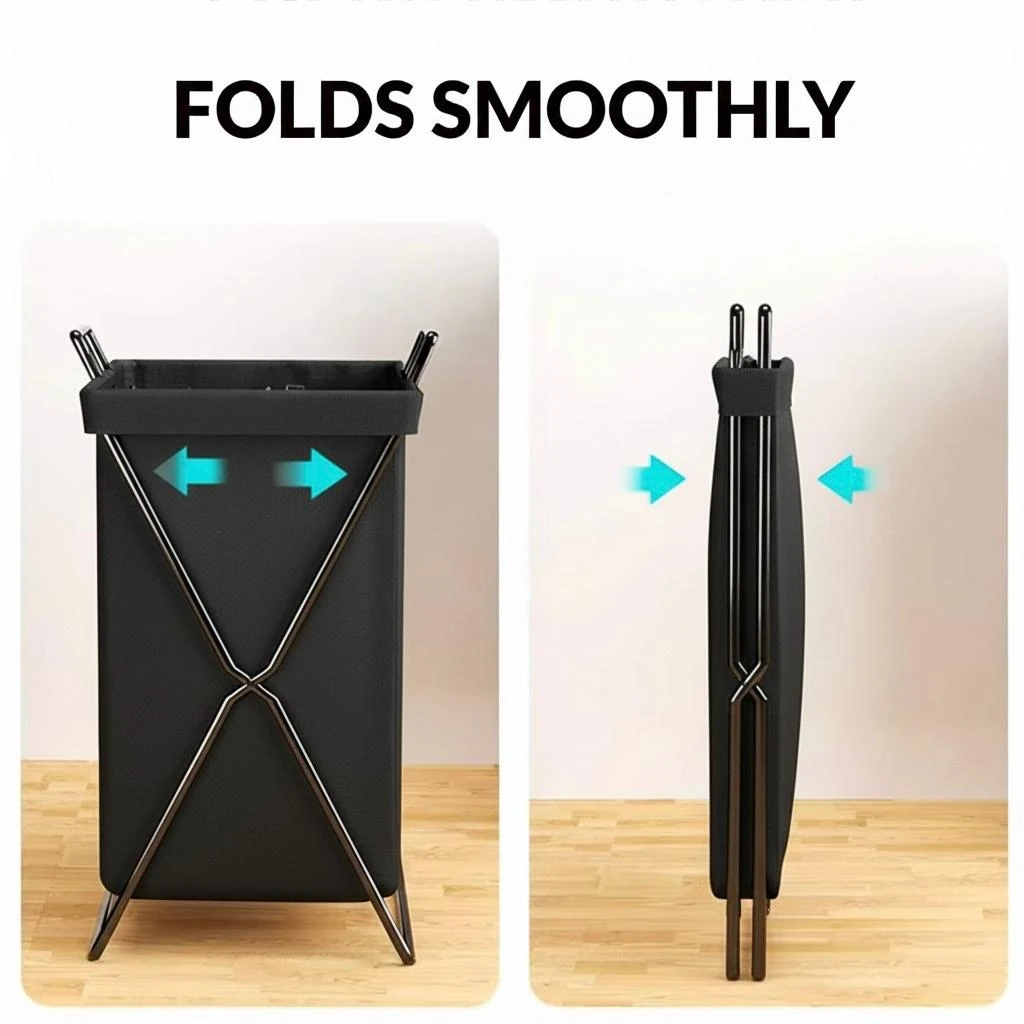 Foldable Laundry Basket with Top Cover — view 4