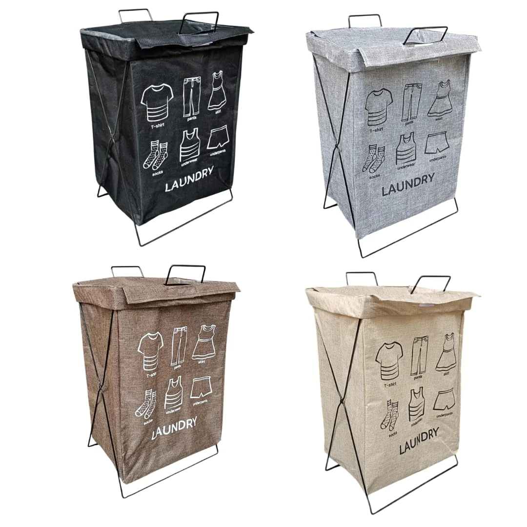 Foldable Laundry Basket with Top Cover — view 6