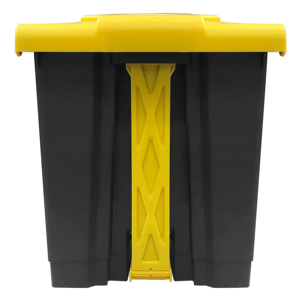 Plastic Dustbin with Pedal - Grey Body + Yellow Lid — view 7