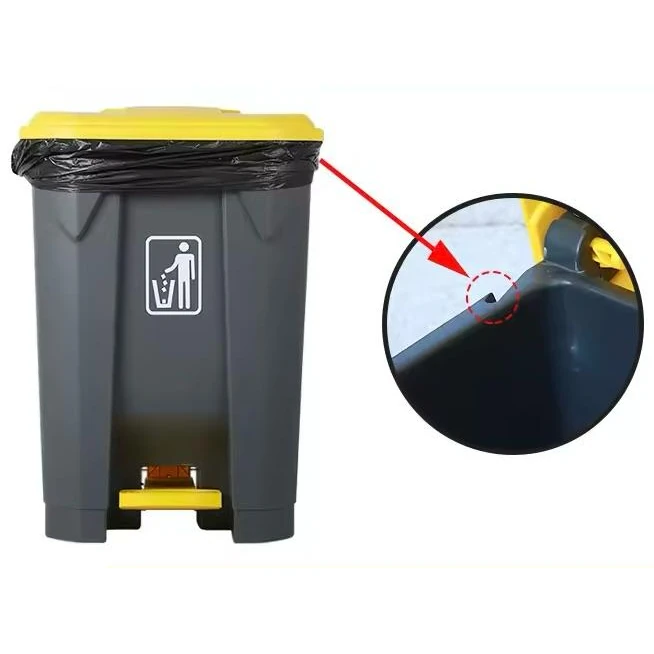 Plastic Dustbin with Pedal - Grey Body + Yellow Lid — view 8