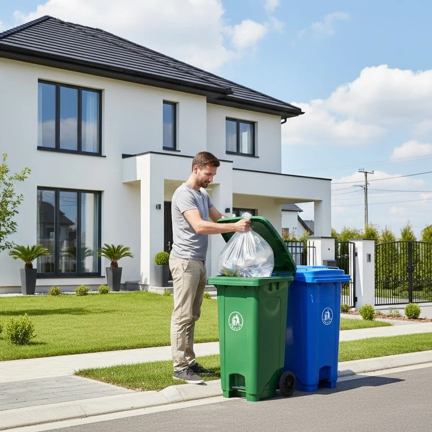Plastic Dustbin with Wheels & Pedal — view 2