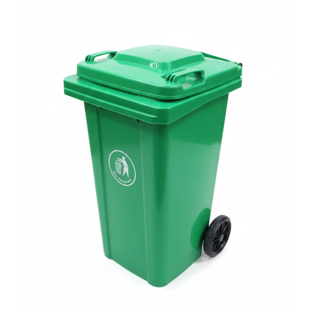 Plastic Dustbin with Wheels & without Pedal - Green