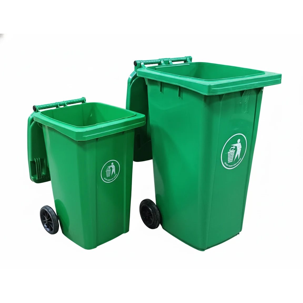 Plastic Dustbin with Wheels & without Pedal - Green — view 5