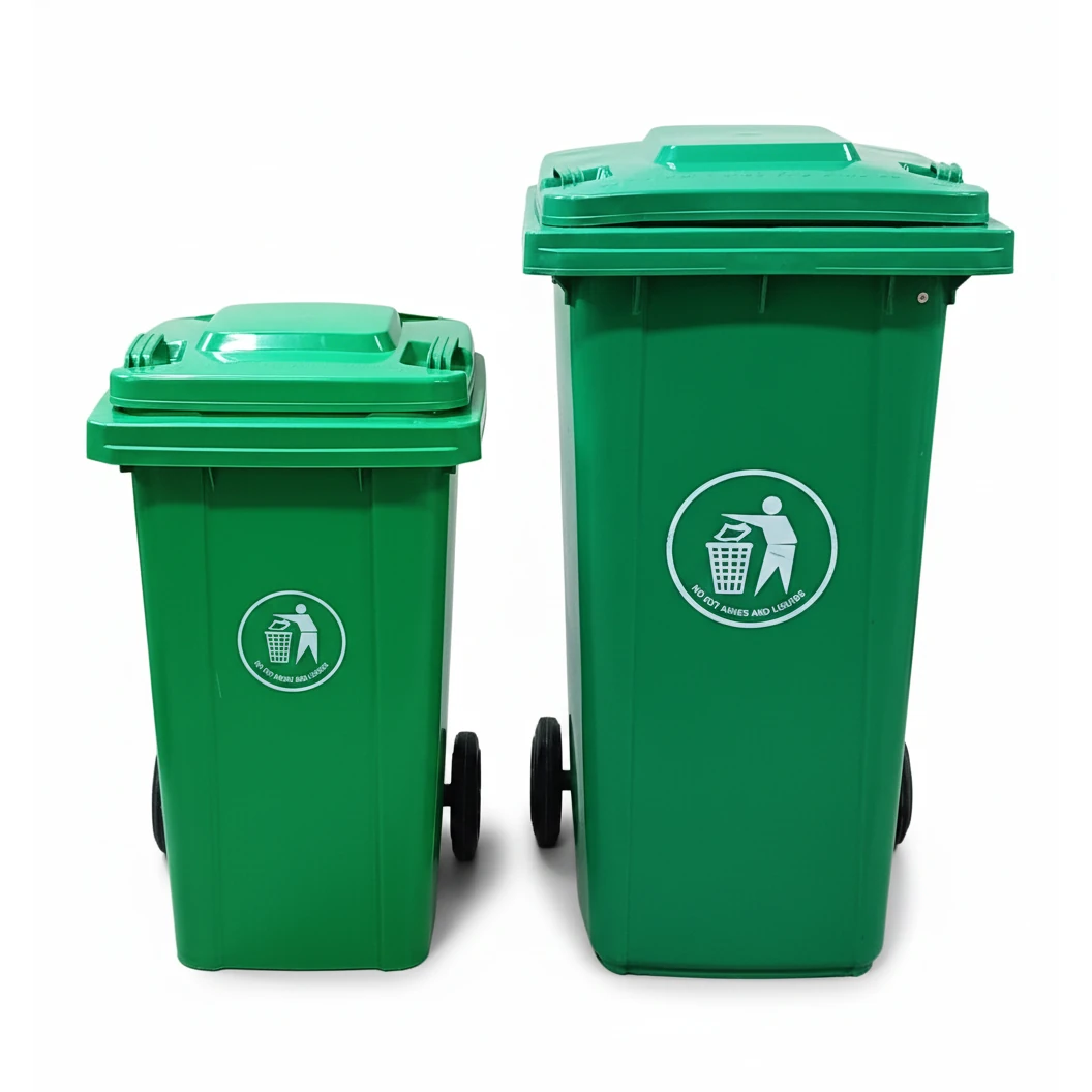 Plastic Dustbin with Wheels & without Pedal - Green — view 6
