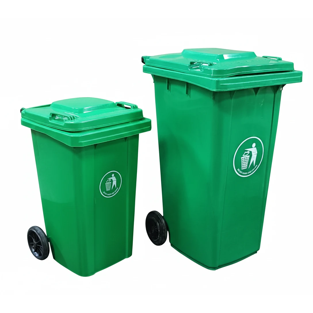Plastic Dustbin with Wheels & without Pedal - Green — view 7