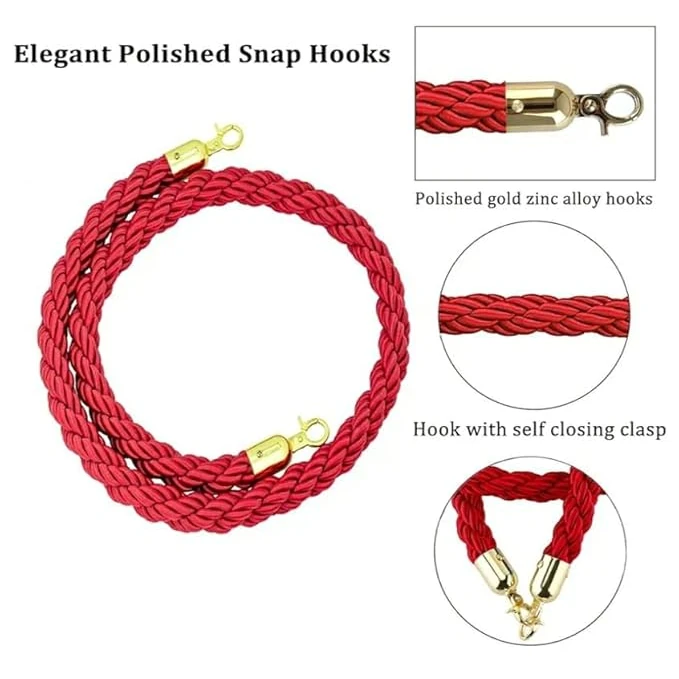 Black + Golden Queue Manager with Top Ball & Red Premium Twisted Rope - (Loose: 2 Poles + 1 Rope ; 1 Carton: 20 Poles + 10 Ropes) | Single pc Box Packing for Poles — view 6