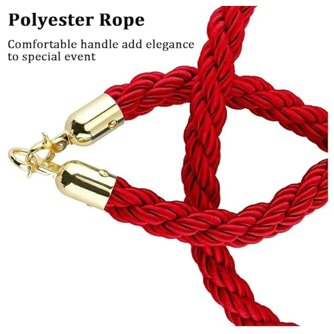 Black + Golden Queue Manager with Top Ball & Red Premium Twisted Rope - (Loose: 2 Poles + 1 Rope ; 1 Carton: 20 Poles + 10 Ropes) | Single pc Box Packing for Poles — view 7