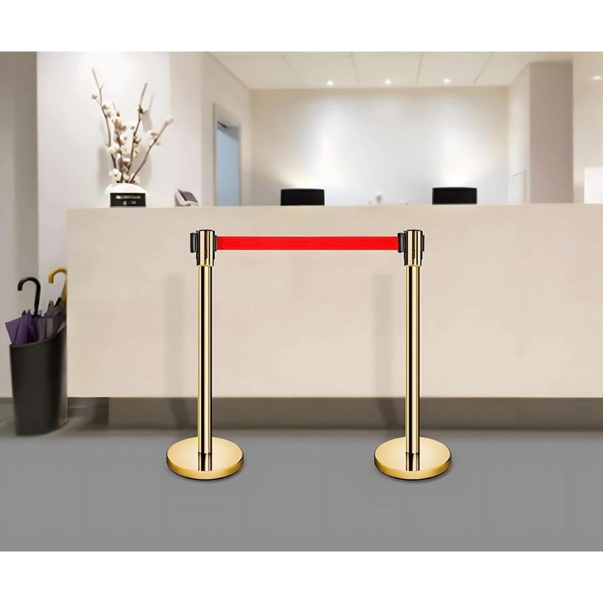 Golden Queue Manager with Red Tape - (Loose: 2 Poles With Red Tape ; 1 Carton: 20 Poles with Red Tape) | Single pc Box Packing for Poles — view 3