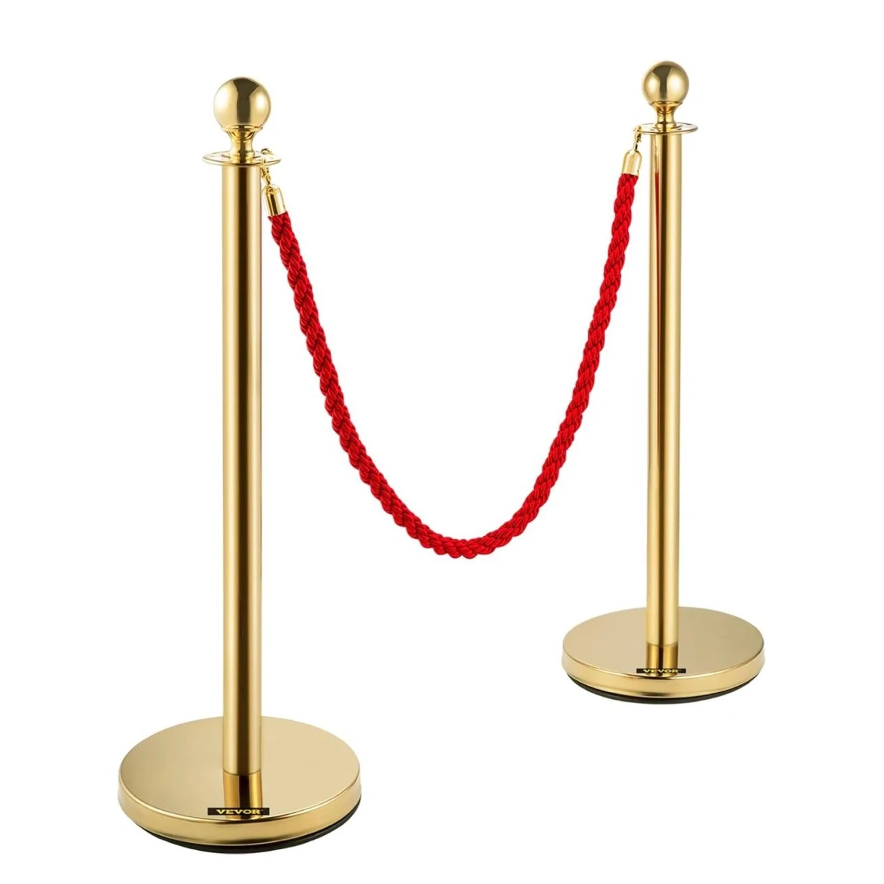 Golden Queue Manager with Top Ball & Red Premium Twisted Rope - (Loose: 2 Poles + 1 Rope ; 1 Carton: 20 Poles + 10 Ropes) | Single pc Box Packing for Poles — view 8