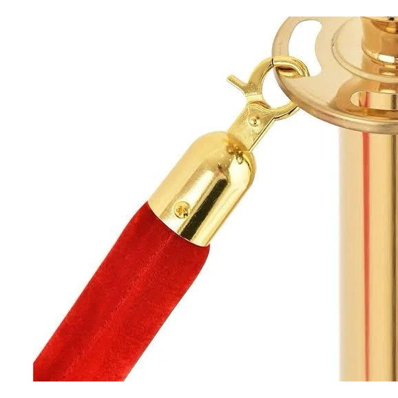 Golden Queue Manager with Top Ball & Red Velvet Rope - (Loose: 2 Poles + 1 Rope ; 1 Carton: 20 Poles + 10 Ropes) | Single pc Box Packing for Poles — view 8
