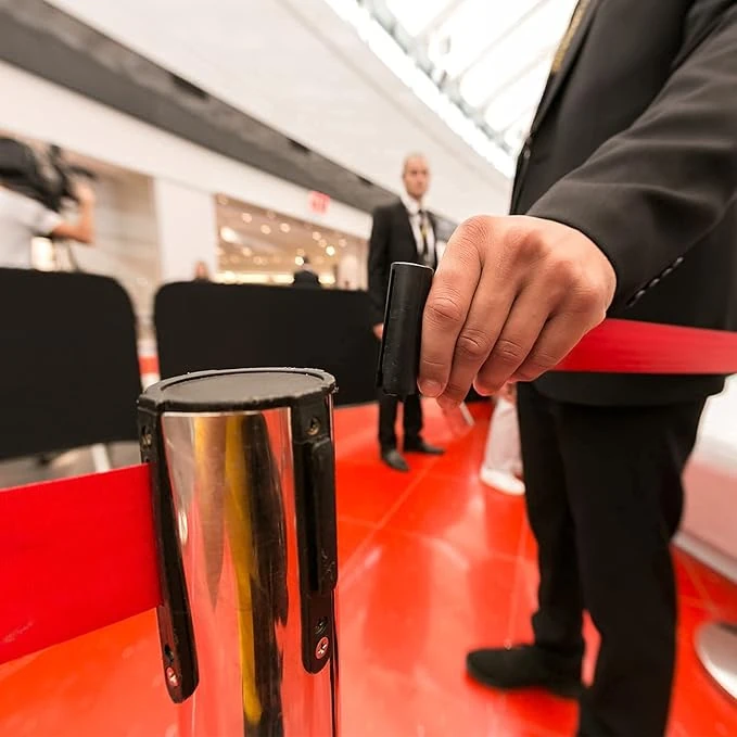 Silver Queue Manager with Red Tape - (Loose: 2 Poles With Red Tape ; 1 Carton: 20 Poles with Red Tape) | Single pc Box Packing for Poles — view 4