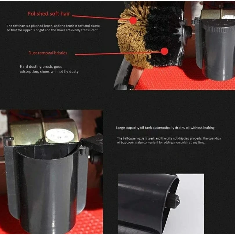 Electric Shoe Polish Machine with Heavy Wooden Back Board & Mirror Finish — view 4