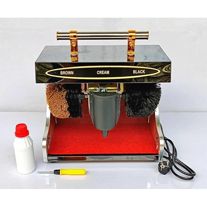 Electric Shoe Polish Machine with Heavy Wooden Back Board & Mirror Finish — view 7