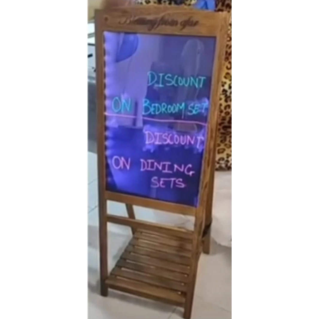 LED Writing Display Board - Wooden Brown Old Standing Model | Marker Set | Cleaning Cloth | Button Controller | Display Area: 40x60cm (1 Carton: 2 Pc) — view 7