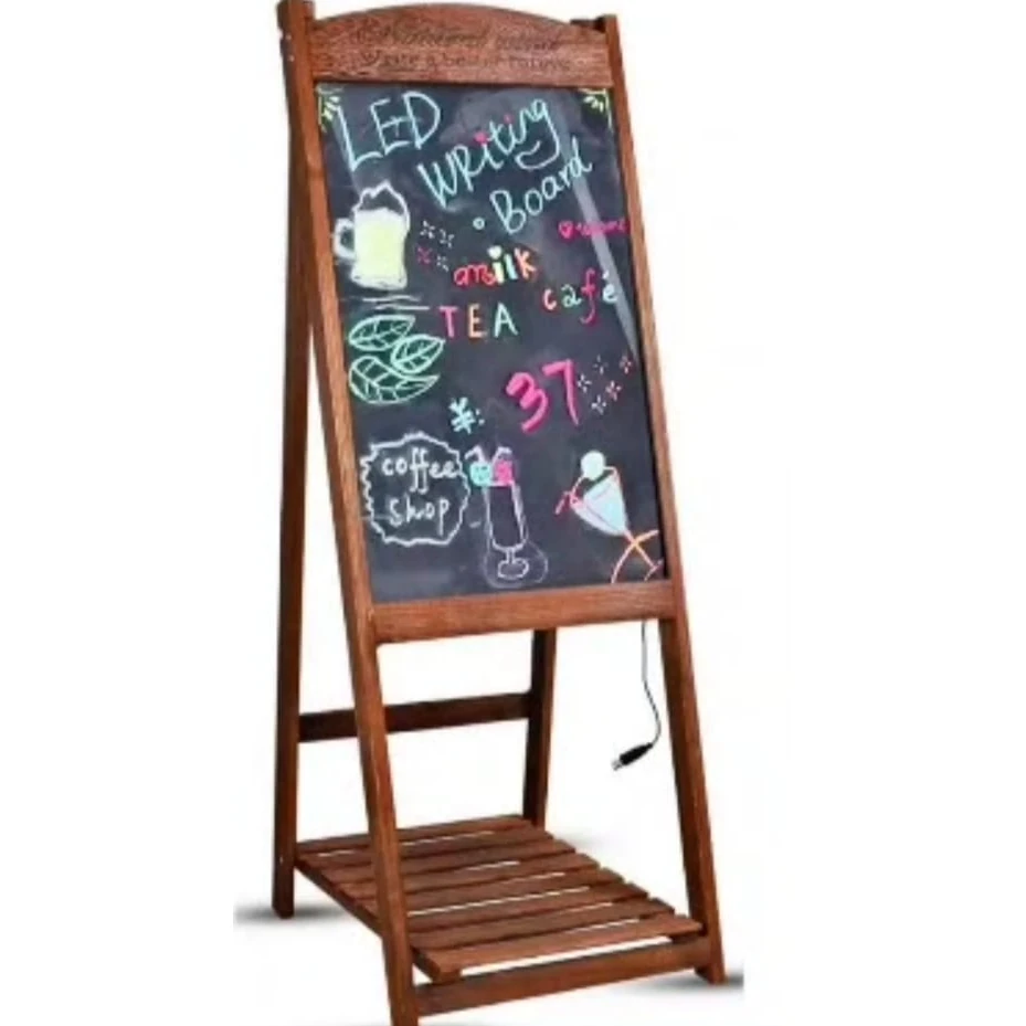 LED Writing Display Board - Wooden Brown Old Standing Model | Marker Set | Cleaning Cloth | Button Controller | Display Area: 40x60cm (1 Carton: 2 Pc) — view 8