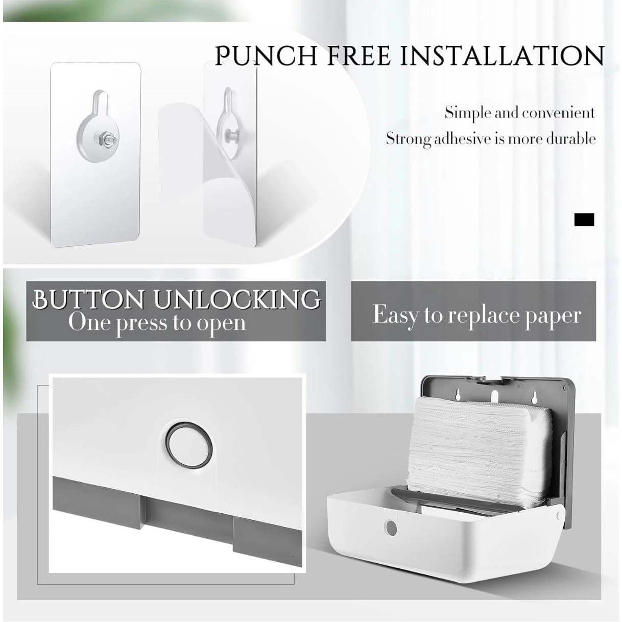 Plastic Heavy Wall Mountable Rectangle Tissue Holder — view 4