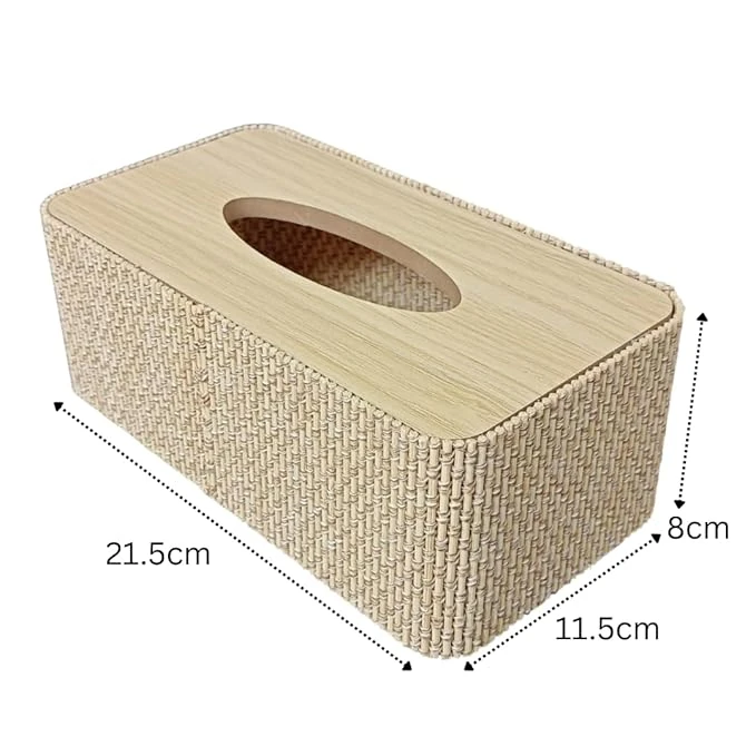 Wooden + Jute Finish Tissue Holder — view 2