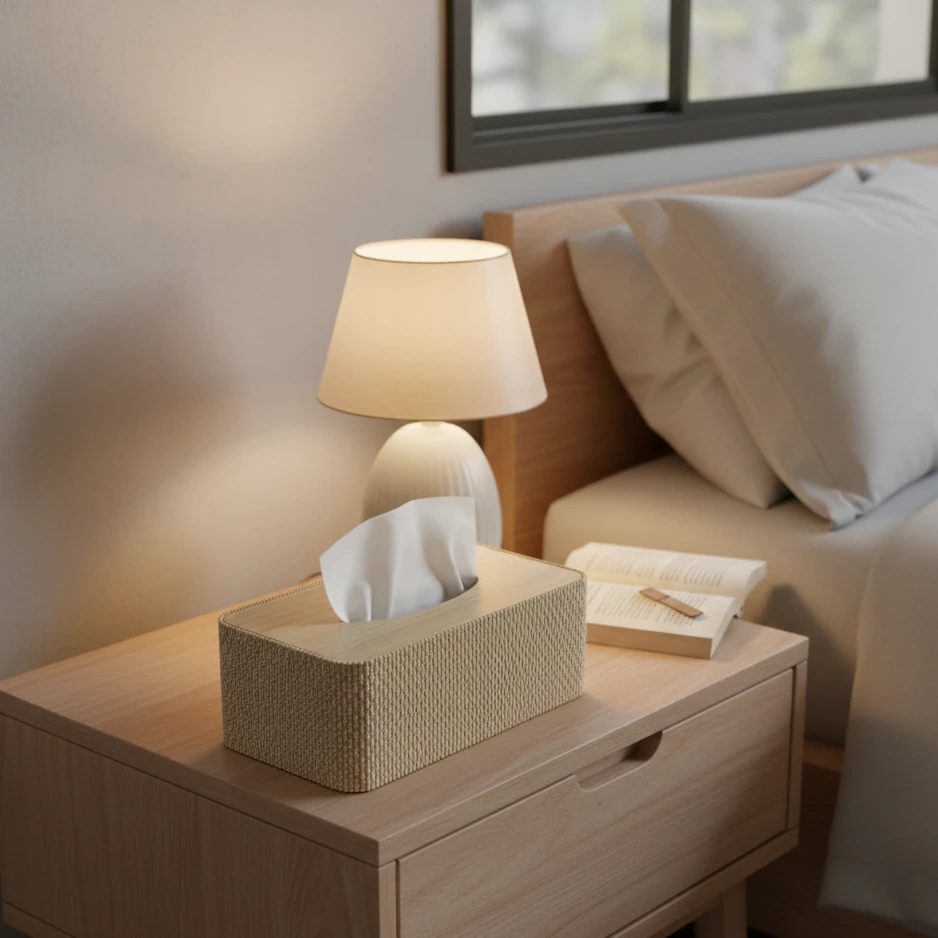 Wooden + Jute Finish Tissue Holder — view 3