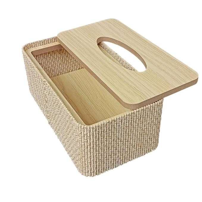 Wooden + Jute Finish Tissue Holder — view 4