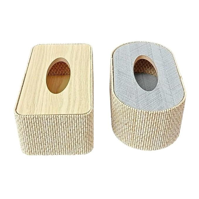 Wooden + Jute Finish Tissue Holder — view 5