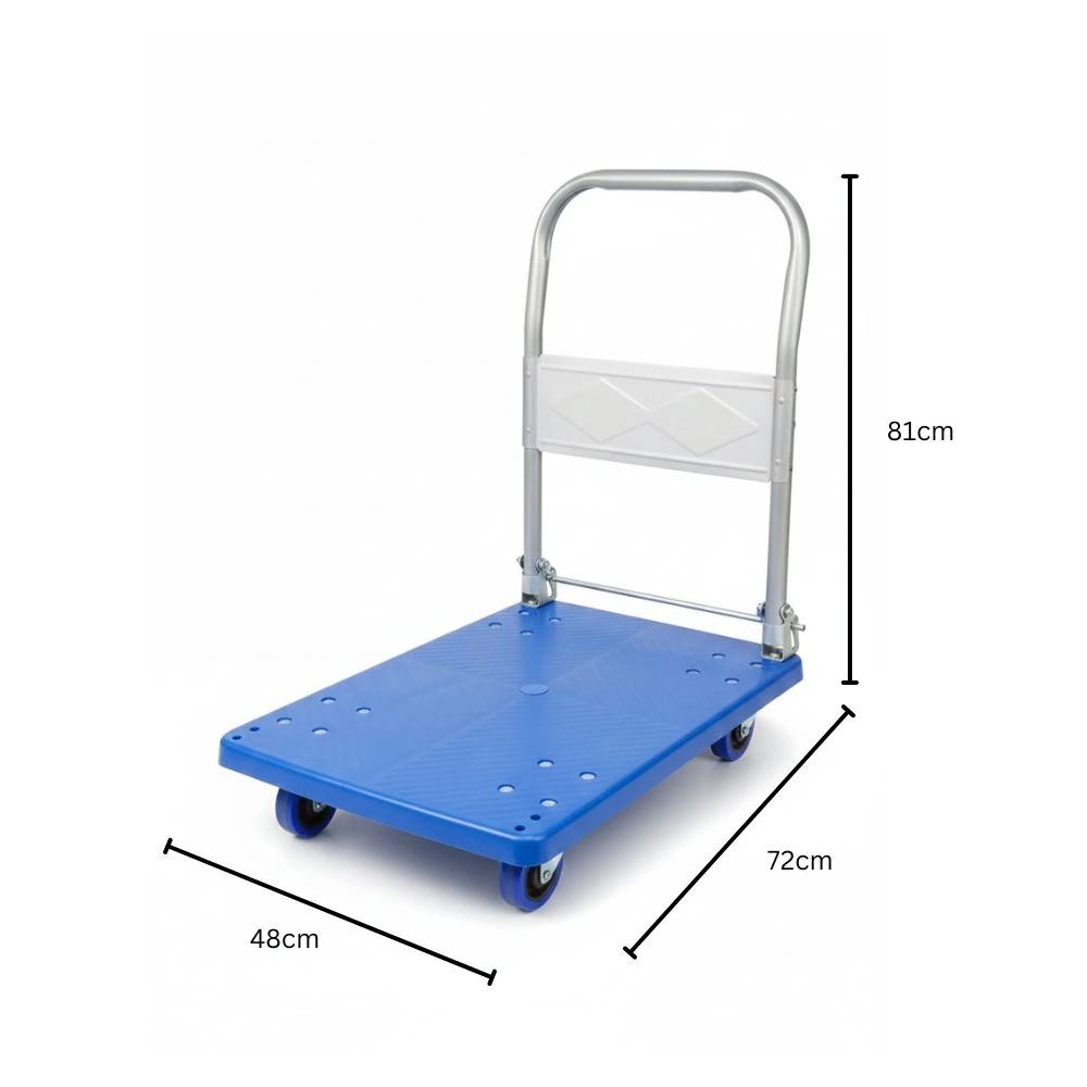 Regular Fibre Based Foldable Rectangle Blue Cart Trolley — view 2
