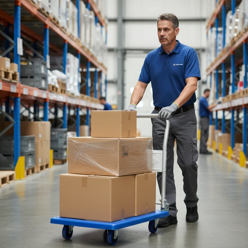 Regular Fibre Based Foldable Rectangle Blue Cart Trolley — view 3