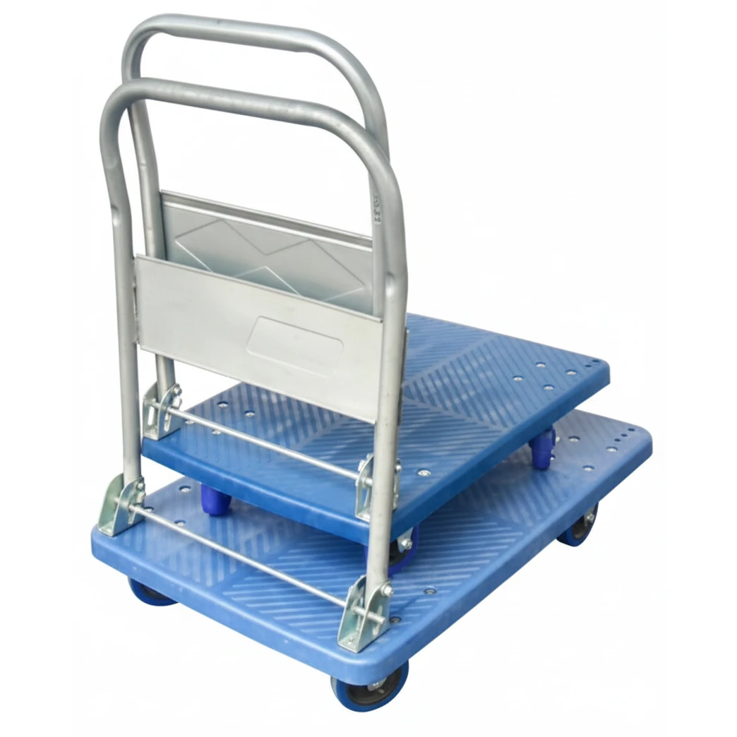 Regular Fibre Based Foldable Rectangle Blue Cart Trolley — view 7