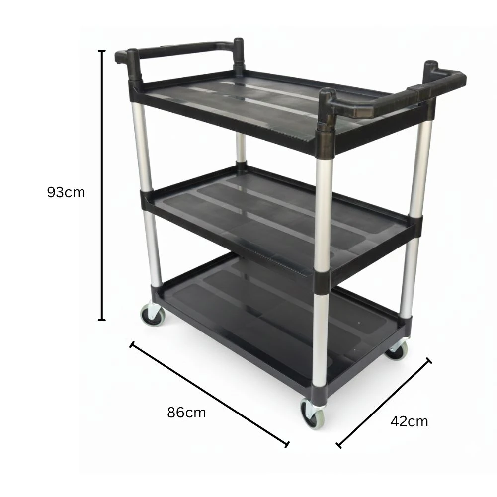 ABS Plastic Black 3 Layer Service Trolley — view 2