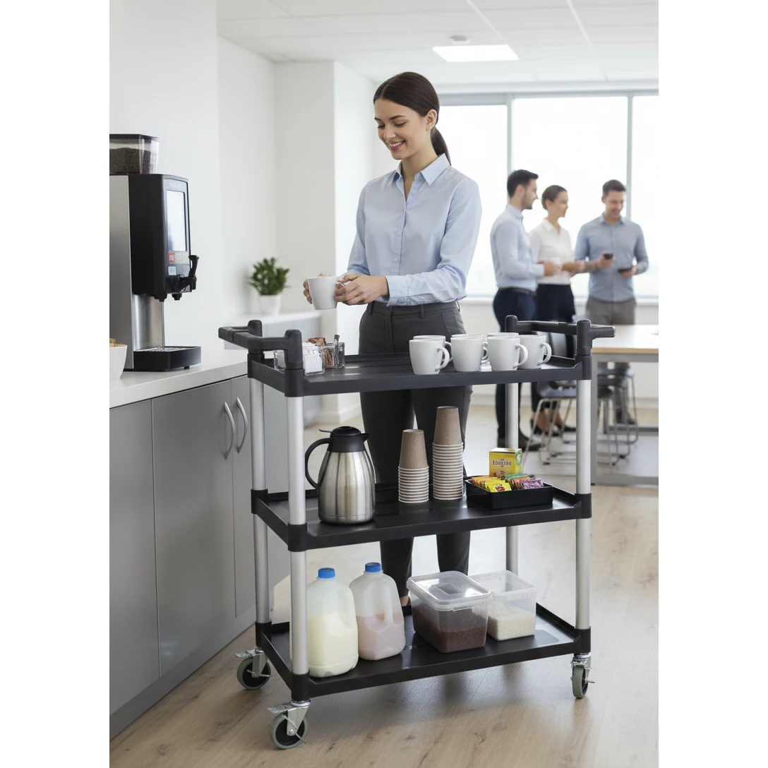 ABS Plastic Black 3 Layer Service Trolley — view 3