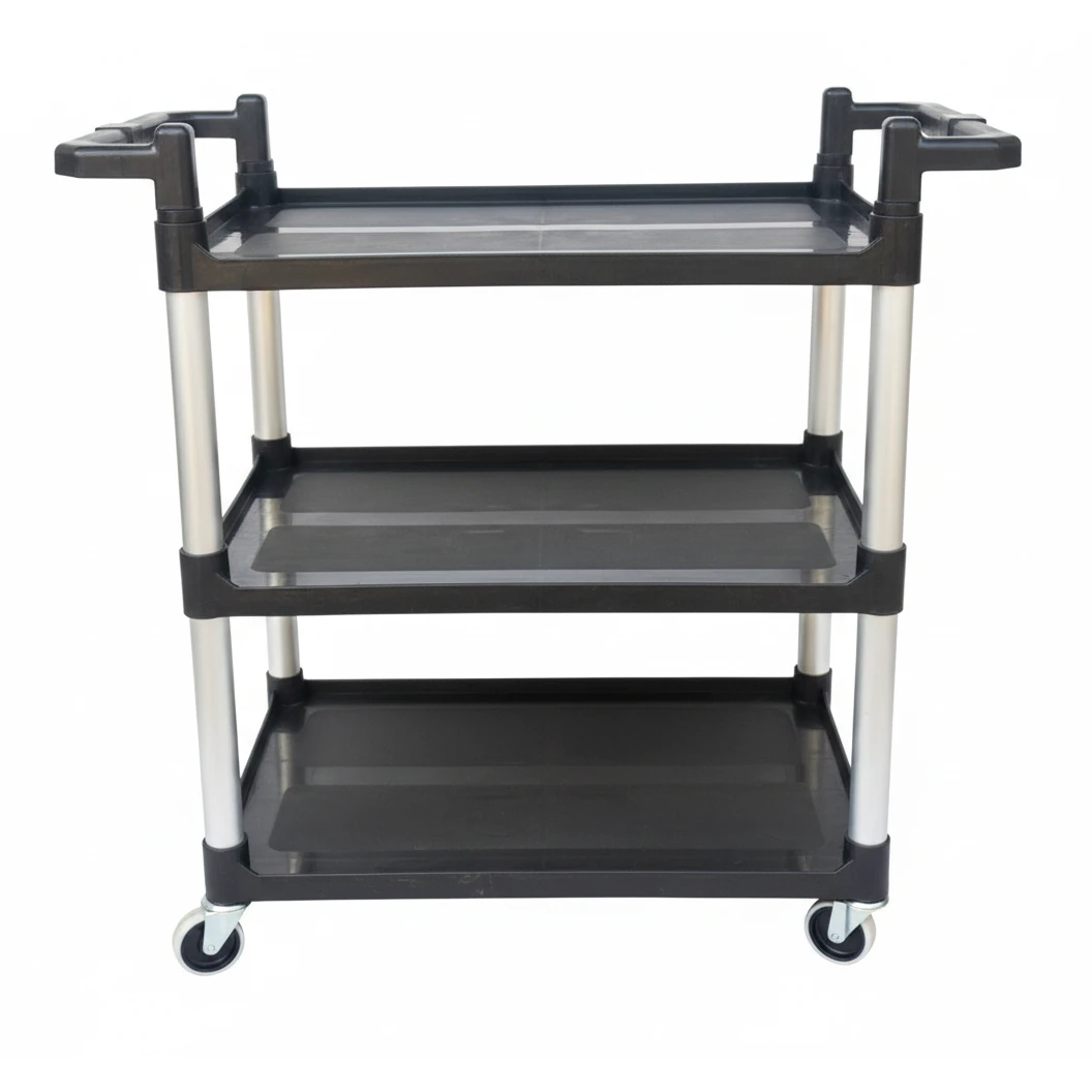 ABS Plastic Black 3 Layer Service Trolley — view 4