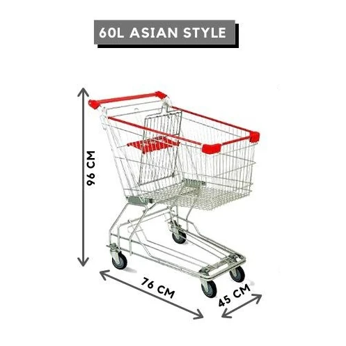 Extra Coated Aluminium Super Market Shopping Cart Trolley — view 2