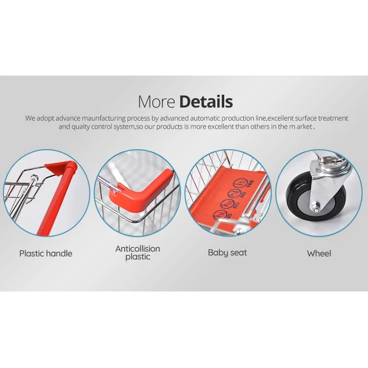 Extra Coated Aluminium Super Market Shopping Cart Trolley — view 4