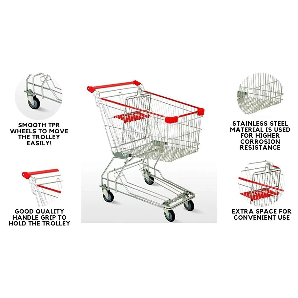 Extra Coated Aluminium Super Market Shopping Cart Trolley — view 6