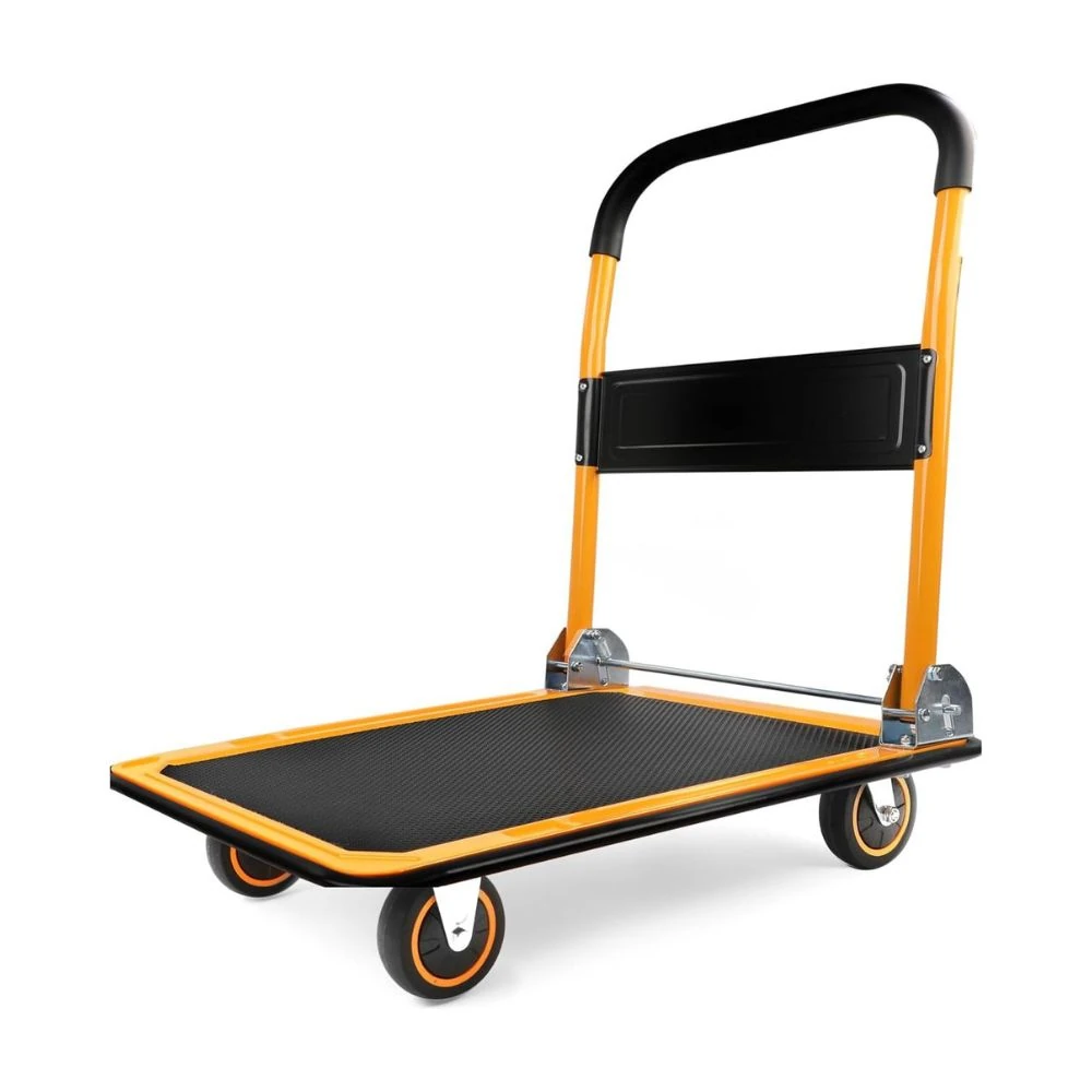 Premium Metal Foldable Yellow Cart Trolley — Big