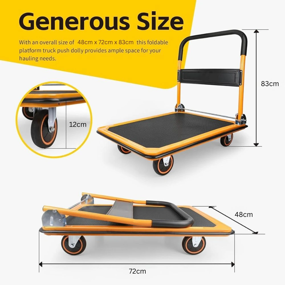 Premium Metal Foldable Yellow Cart Trolley — view 2