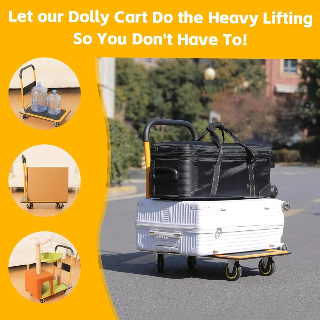 Premium Metal Foldable Yellow Cart Trolley — view 3