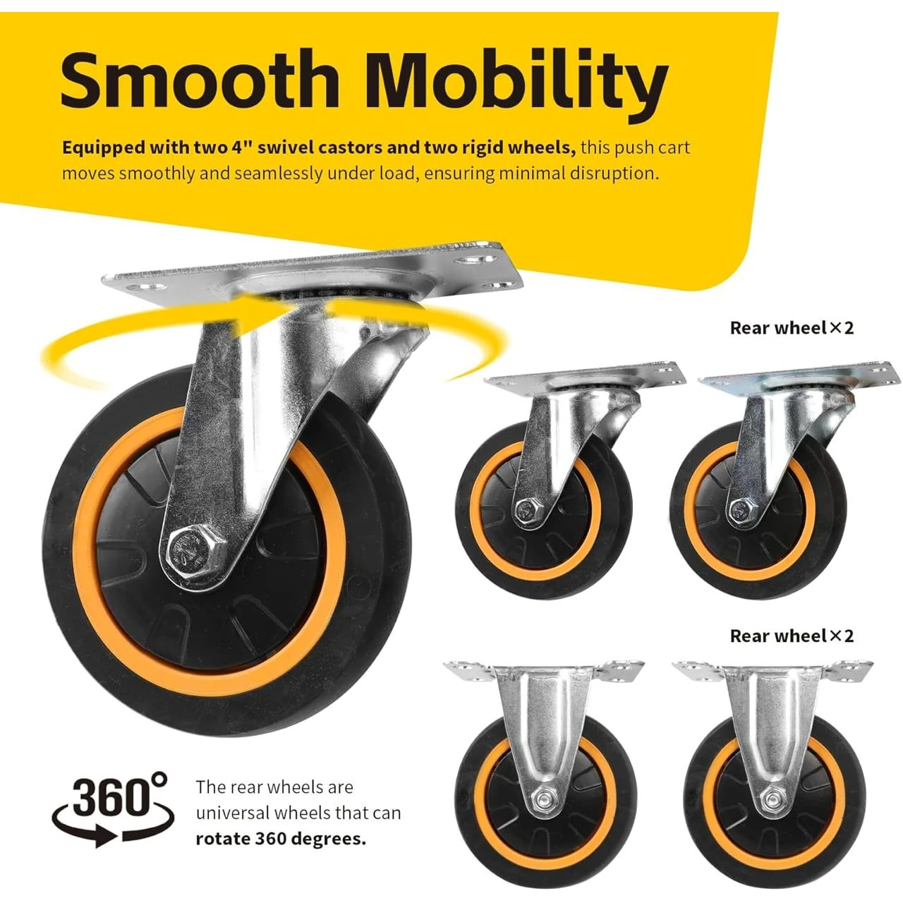 Premium Metal Foldable Yellow Cart Trolley — view 5